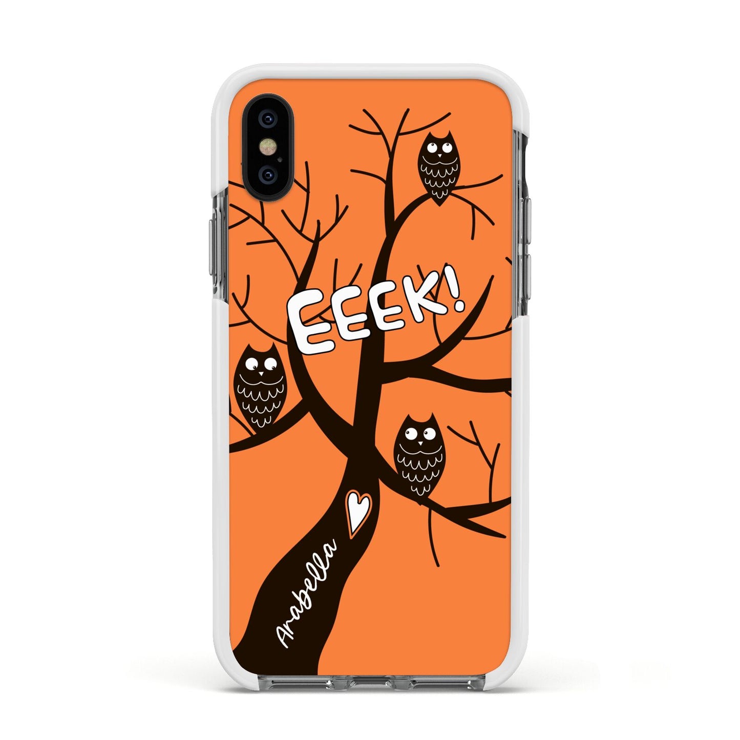 Personalised Halloween Tree Apple iPhone Xs Impact Case White Edge on Black Phone