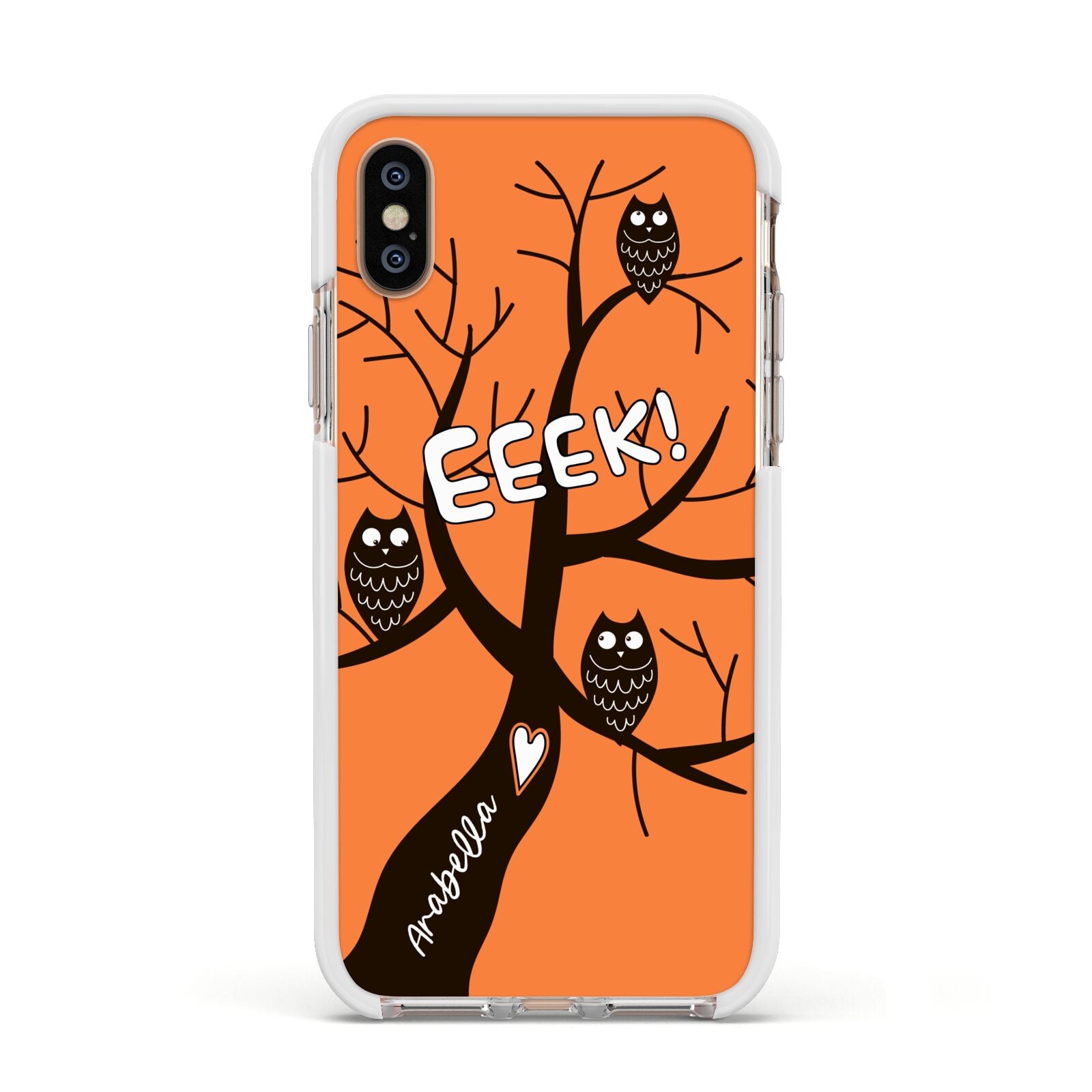 Personalised Halloween Tree Apple iPhone Xs Impact Case White Edge on Gold Phone