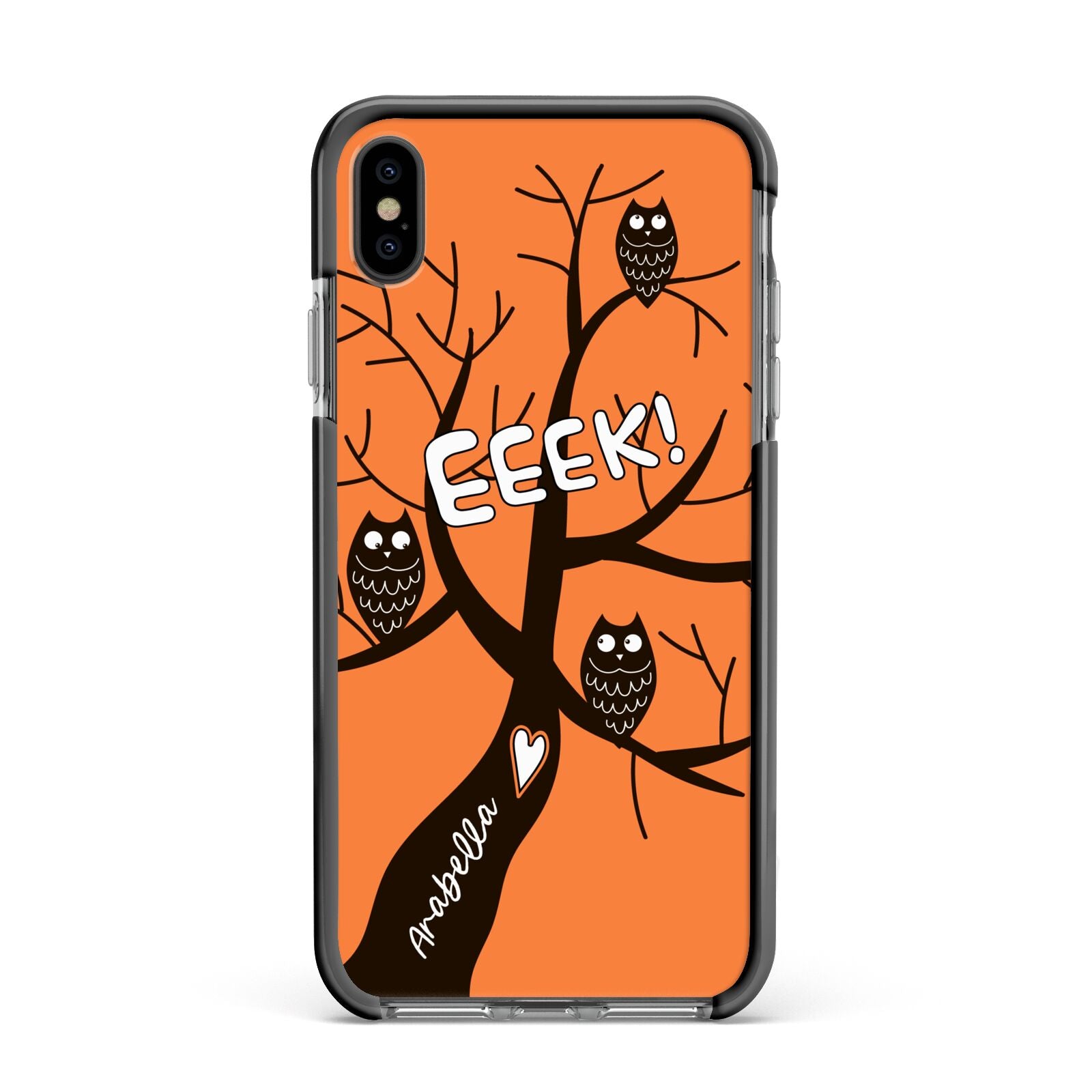 Personalised Halloween Tree Apple iPhone Xs Max Impact Case Black Edge on Black Phone