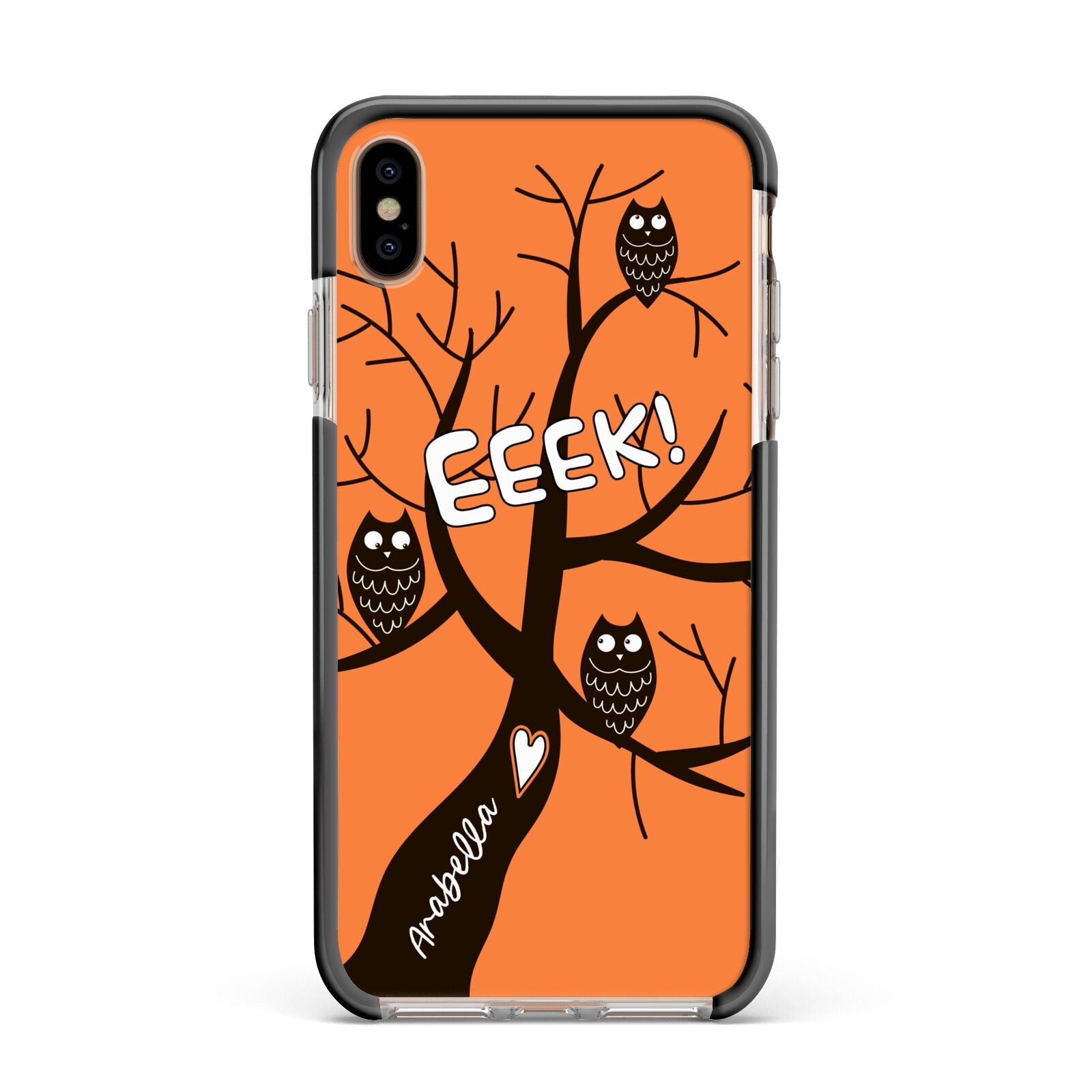 Personalised Halloween Tree Apple iPhone Xs Max Impact Case Black Edge on Gold Phone