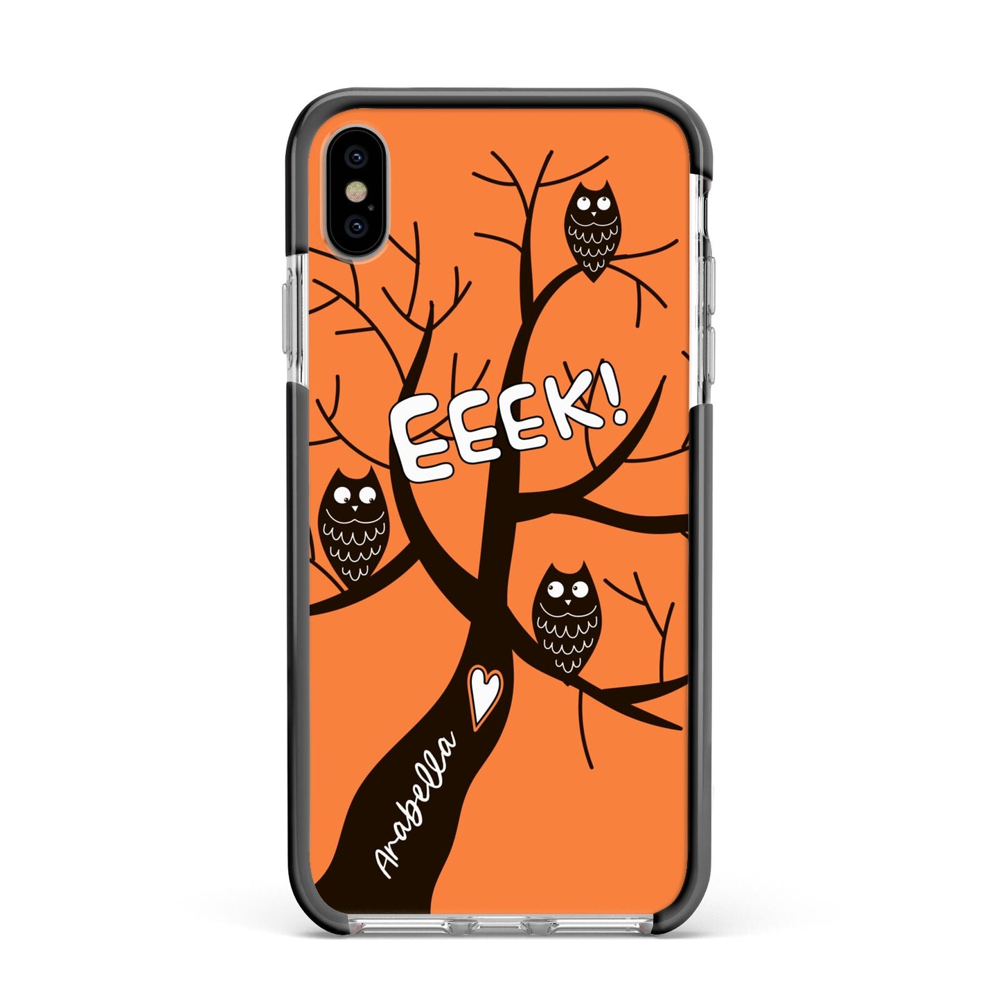 Personalised Halloween Tree Apple iPhone Xs Max Impact Case Black Edge on Silver Phone