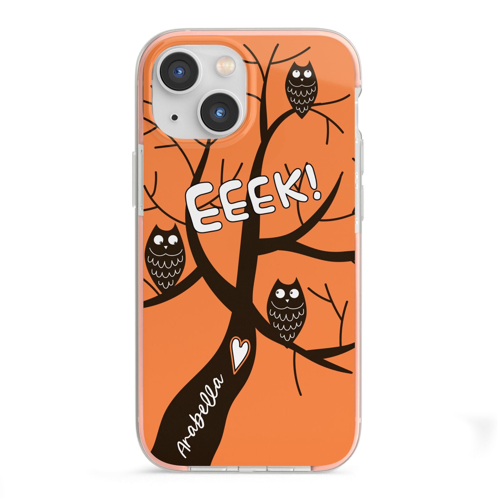 Personalised Halloween Tree iPhone 13 Mini TPU Impact Case with Pink Edges