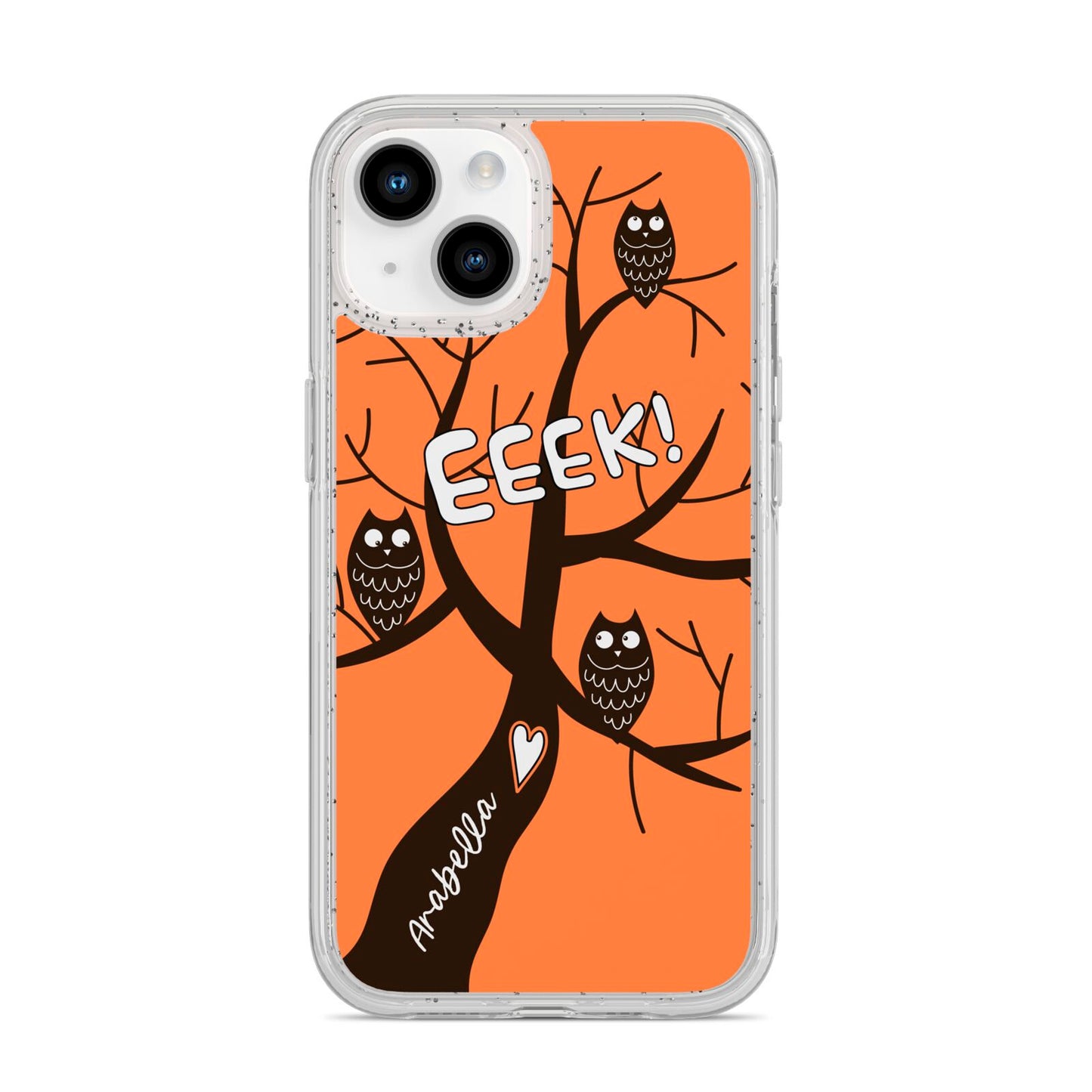 Personalised Halloween Tree iPhone 14 Glitter Tough Case Starlight