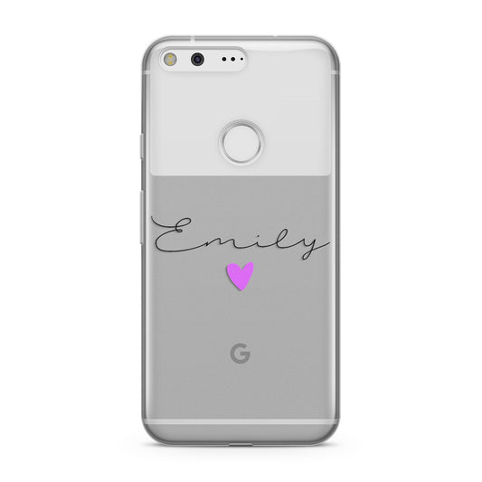 Personalised Handwritten Name Heart Clear Custom Google Pixel Case