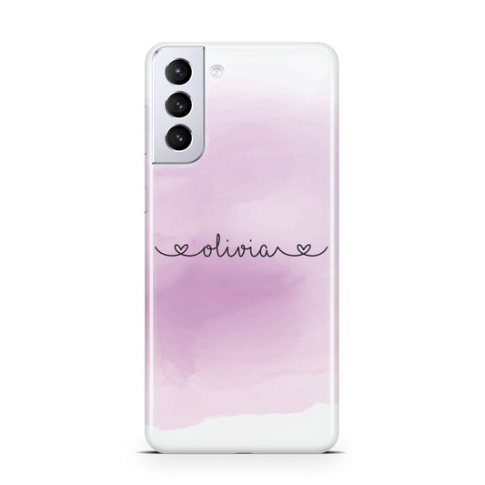 Personalised Handwritten Name Hearts Samsung S21 Plus Phone Case