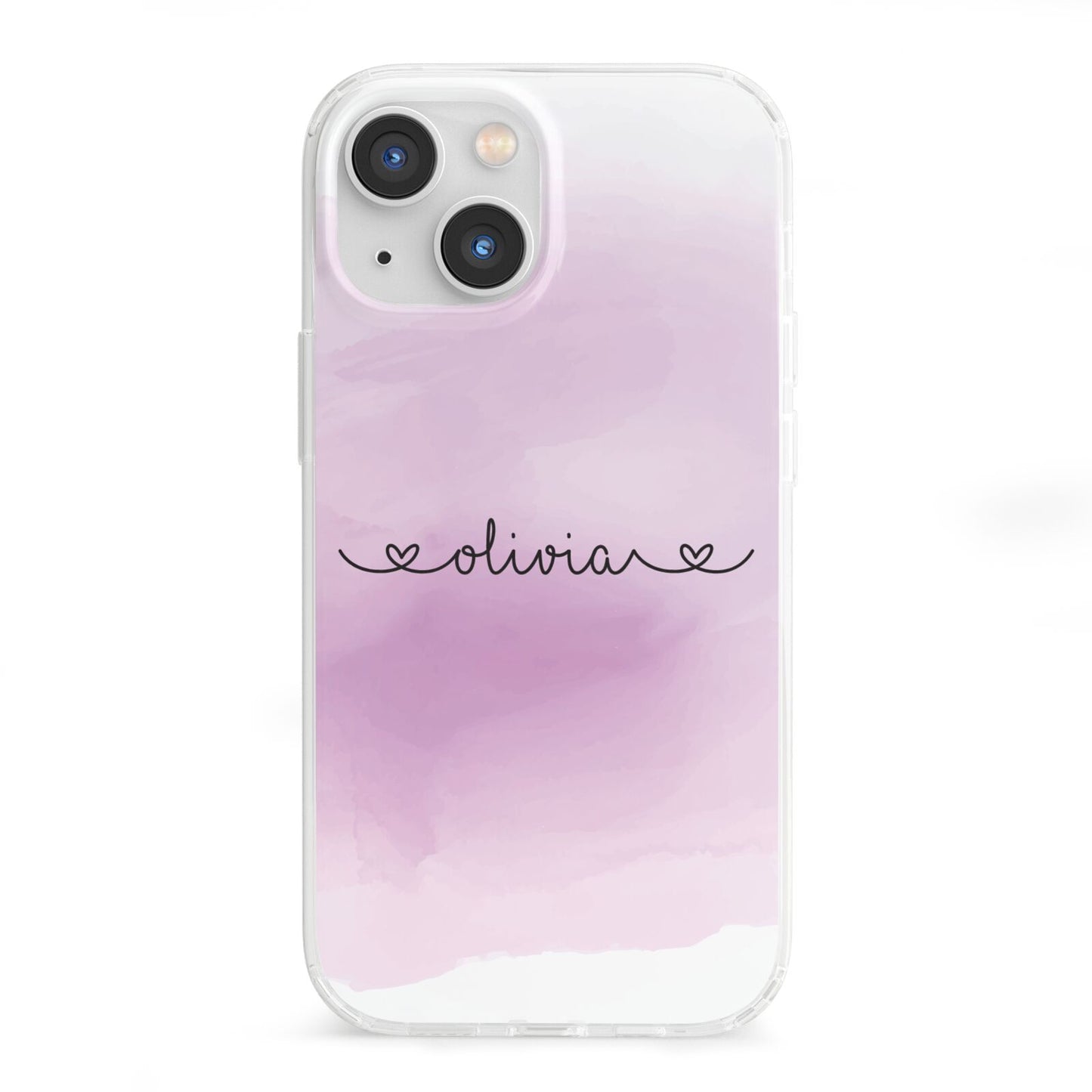 Personalised Handwritten Name Hearts iPhone 13 Mini Clear Bumper Case