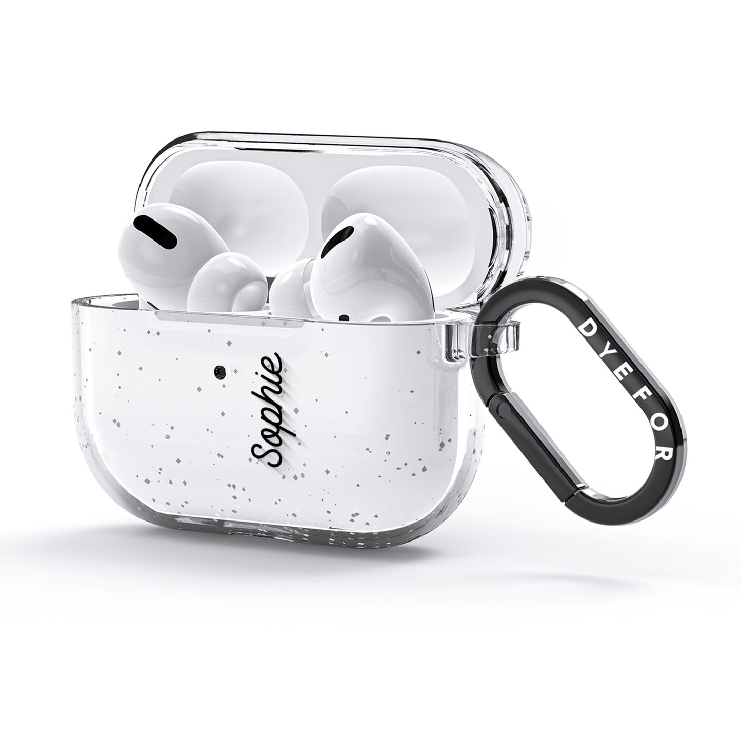 Personalised Handwritten Small Name Custom Clear AirPods Glitter Case 3rd Gen Side Image