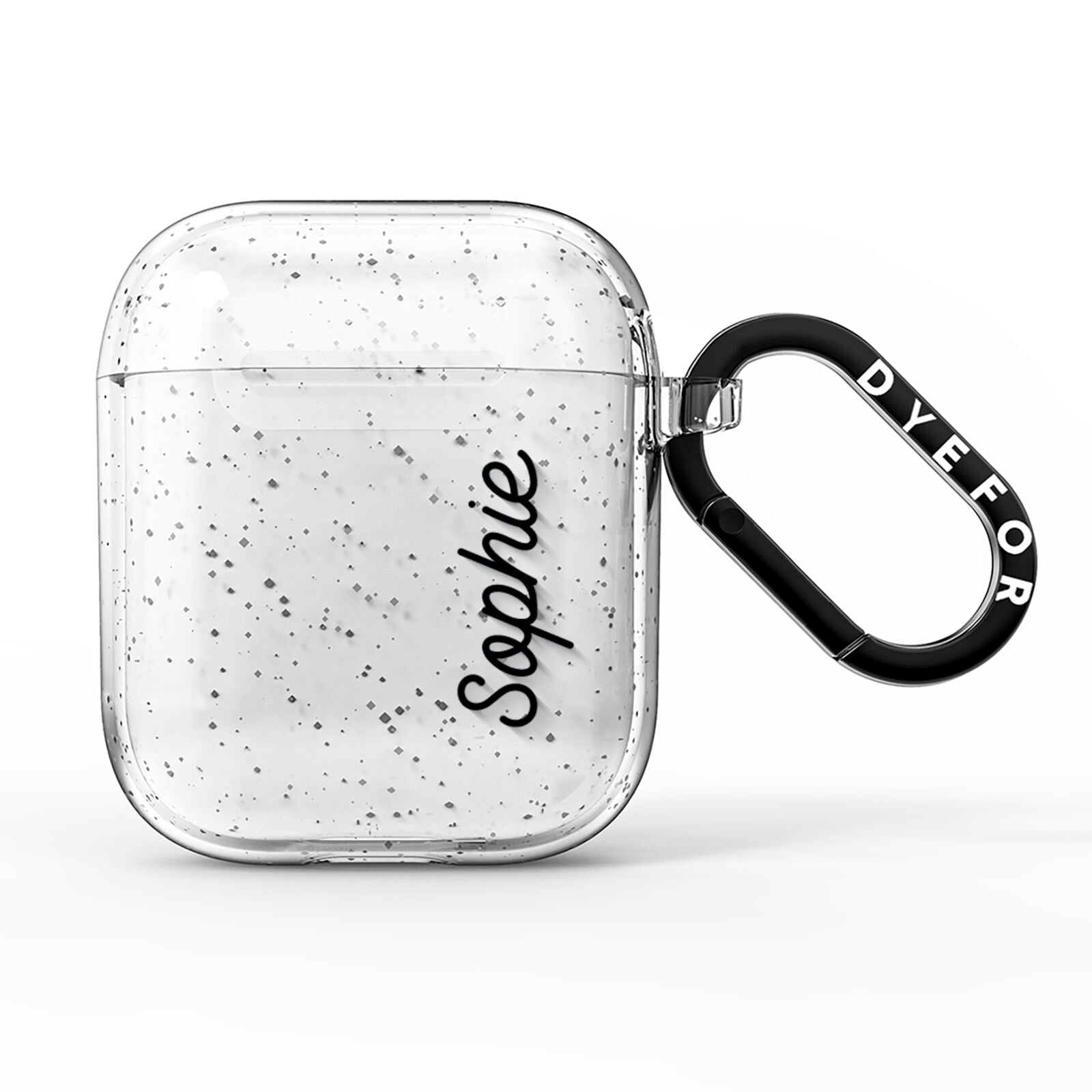 Personalised Handwritten Small Name Custom Clear AirPods Glitter Case