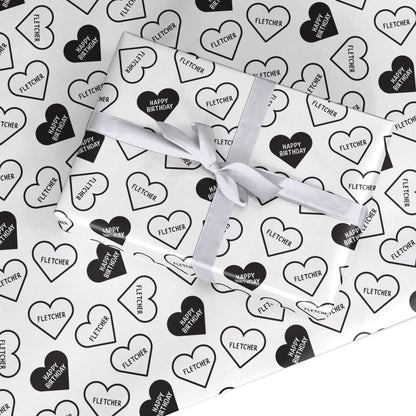 Trendy Black & White Calligraphy Be My Valentine Wrapping Paper