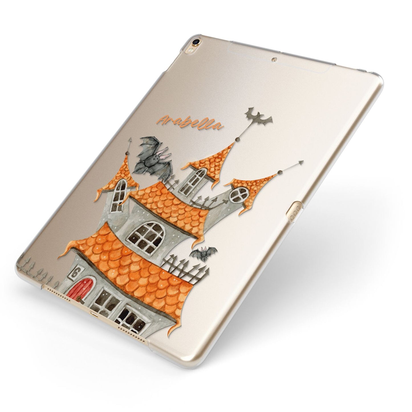 Personalised Haunted House Apple iPad Case on Gold iPad Side View