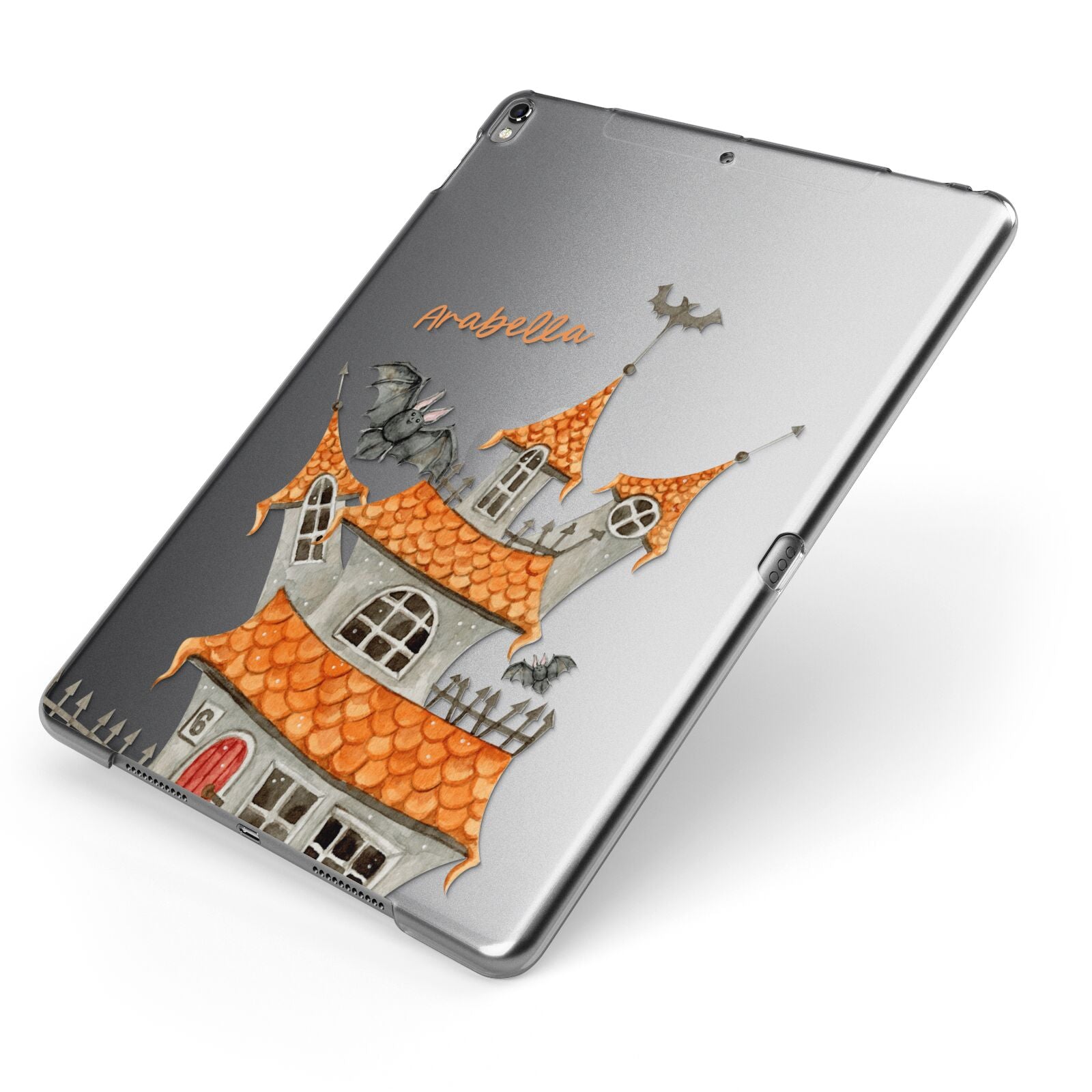 Personalised Haunted House Apple iPad Case on Grey iPad Side View