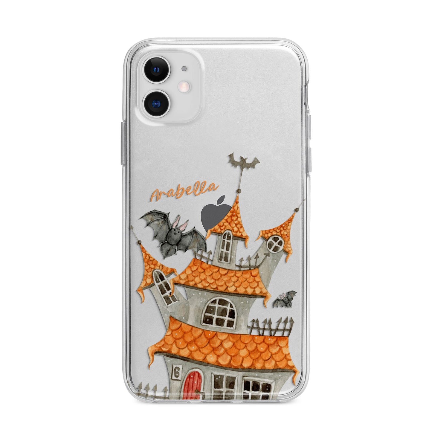 Personalised Haunted House Apple iPhone 11 in White with Bumper Case