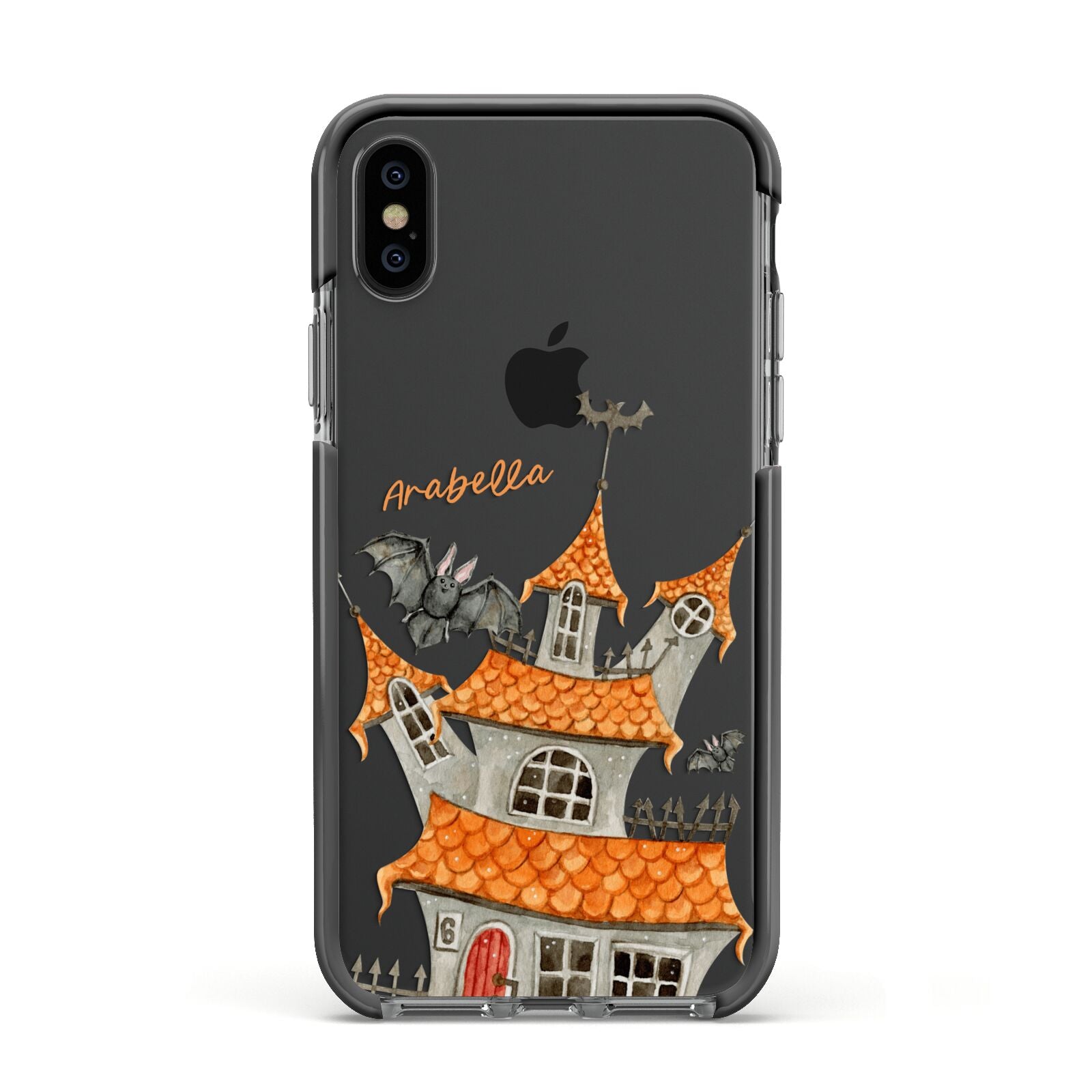 Personalised Haunted House Apple iPhone Xs Impact Case Black Edge on Black Phone