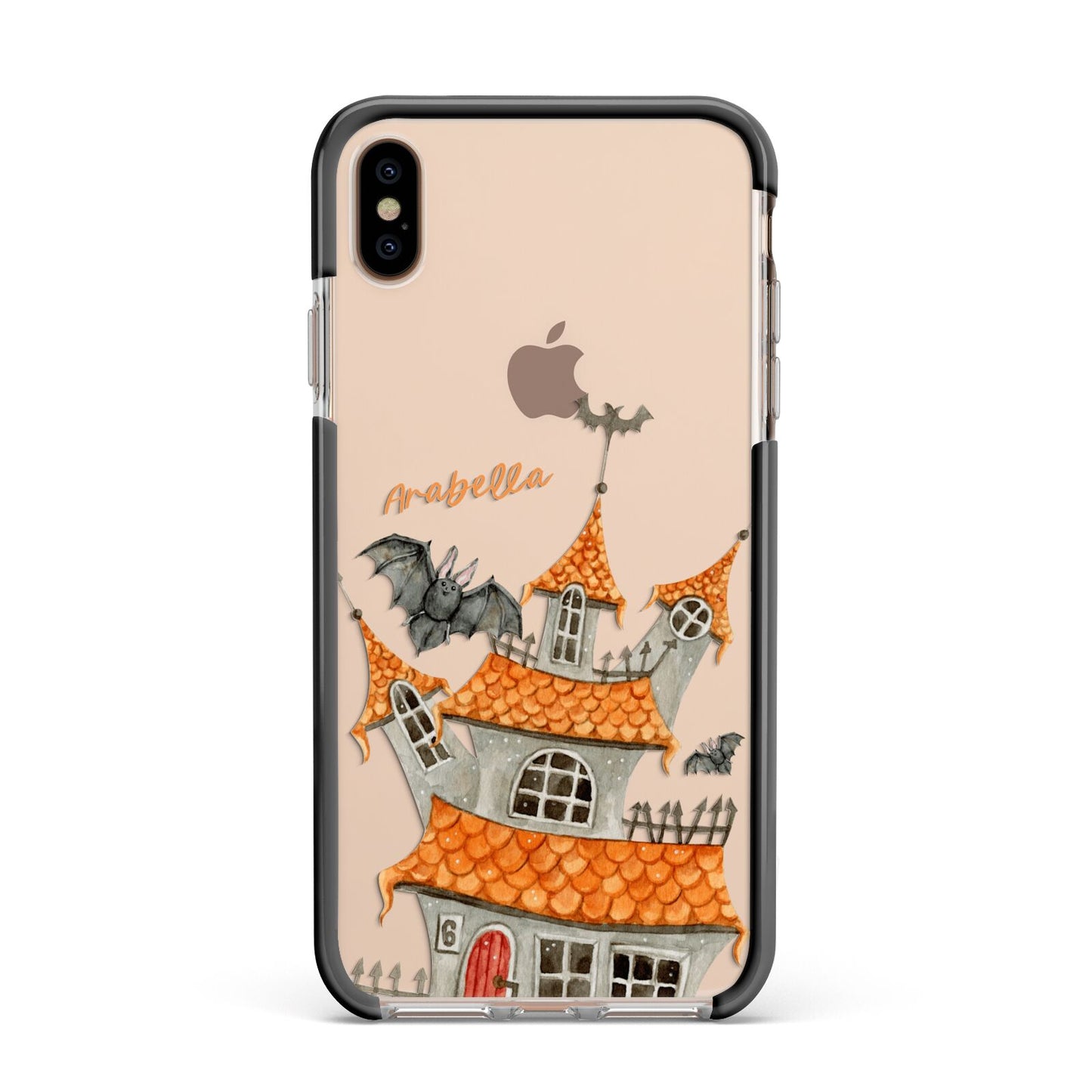 Personalised Haunted House Apple iPhone Xs Max Impact Case Black Edge on Gold Phone