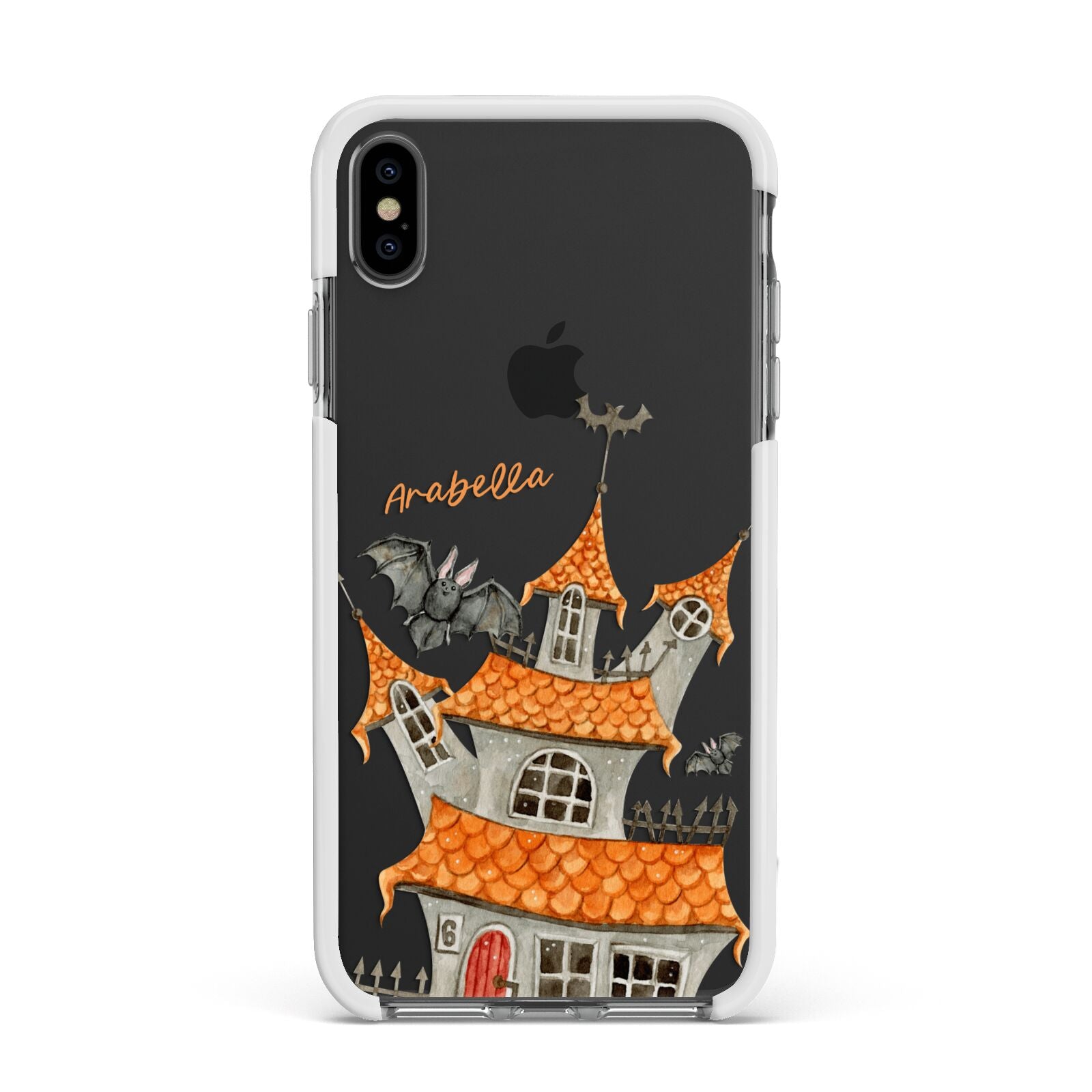 Personalised Haunted House Apple iPhone Xs Max Impact Case White Edge on Black Phone