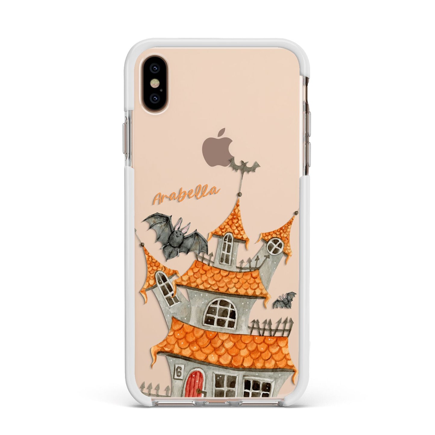Personalised Haunted House Apple iPhone Xs Max Impact Case White Edge on Gold Phone