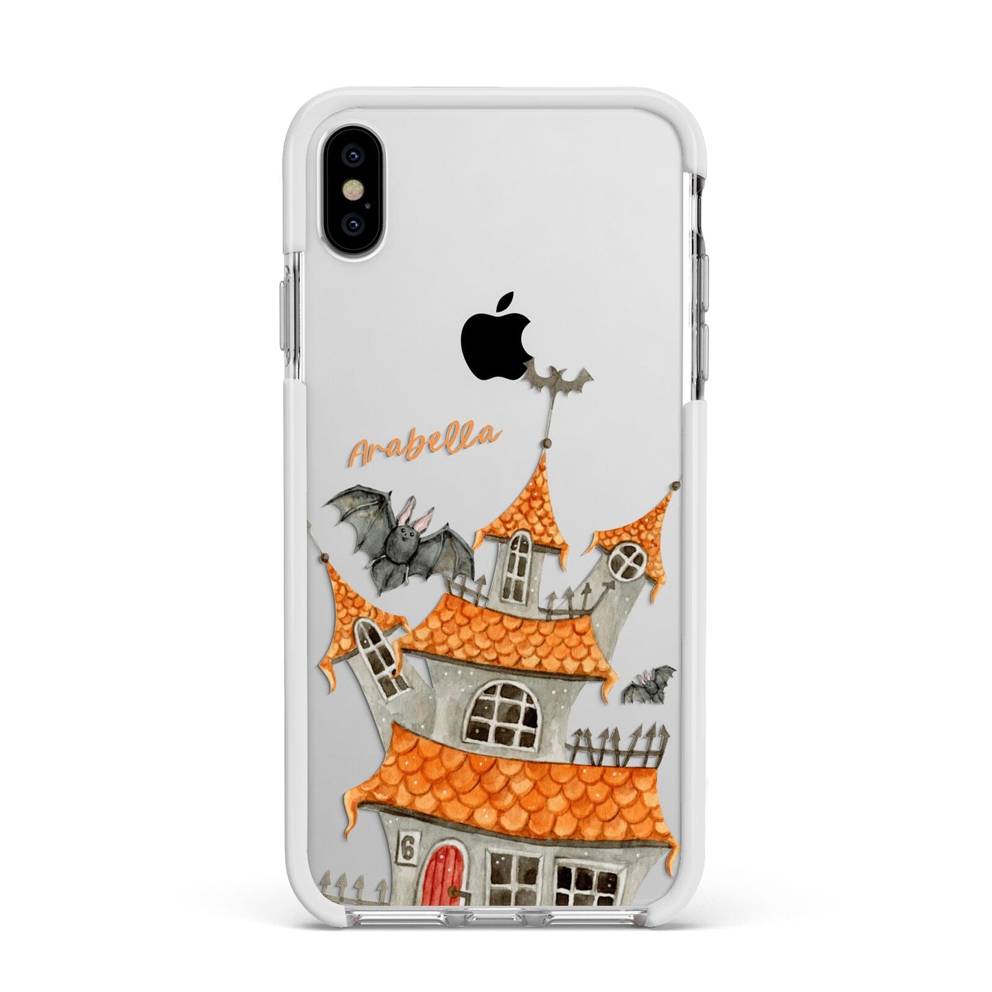 Personalised Haunted House Apple iPhone Xs Max Impact Case White Edge on Silver Phone