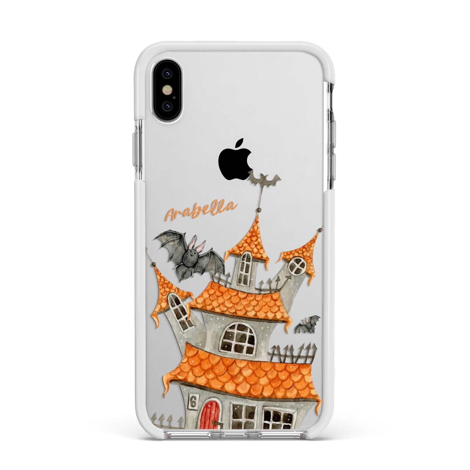 Personalised Haunted House Apple iPhone Xs Max Impact Case White Edge on Silver Phone