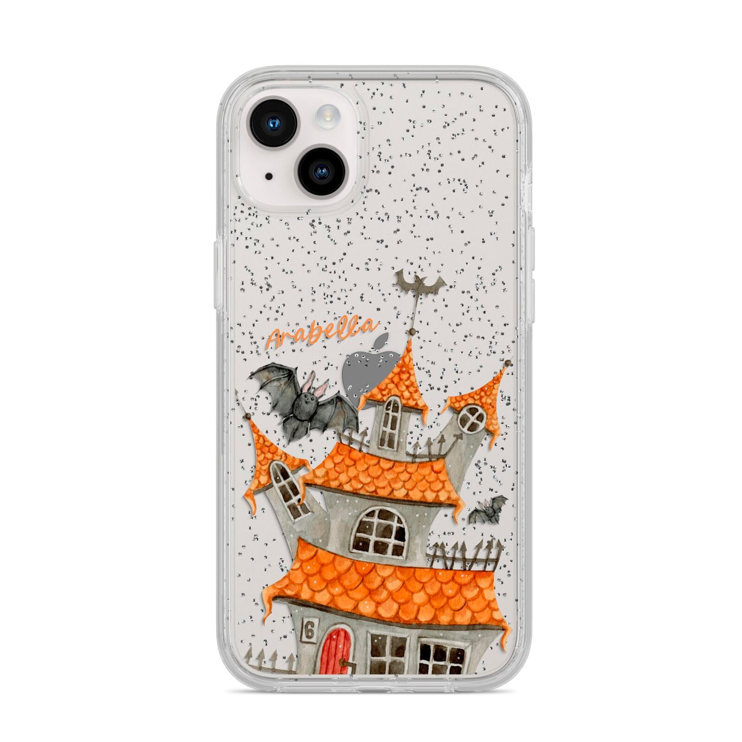 Personalised Haunted House iPhone 14 Plus Glitter Tough Case Starlight