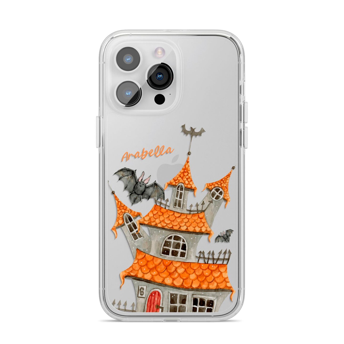 Personalised Haunted House iPhone 14 Pro Max Clear Tough Case Silver
