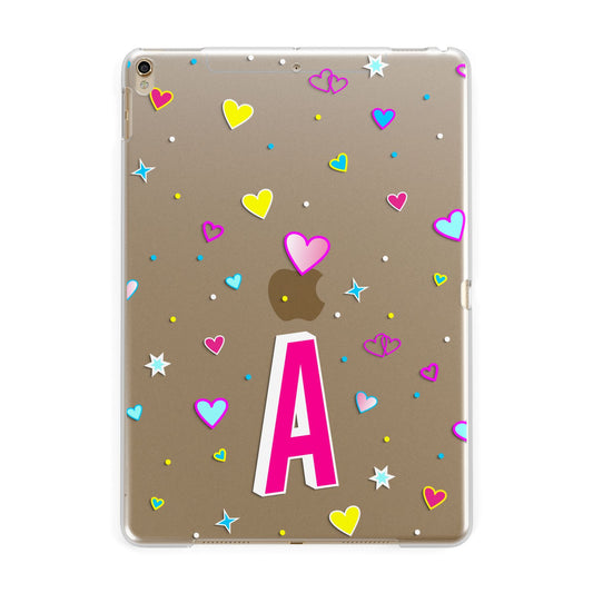 Personalised Heart Alphabet Clear Apple iPad Gold Case