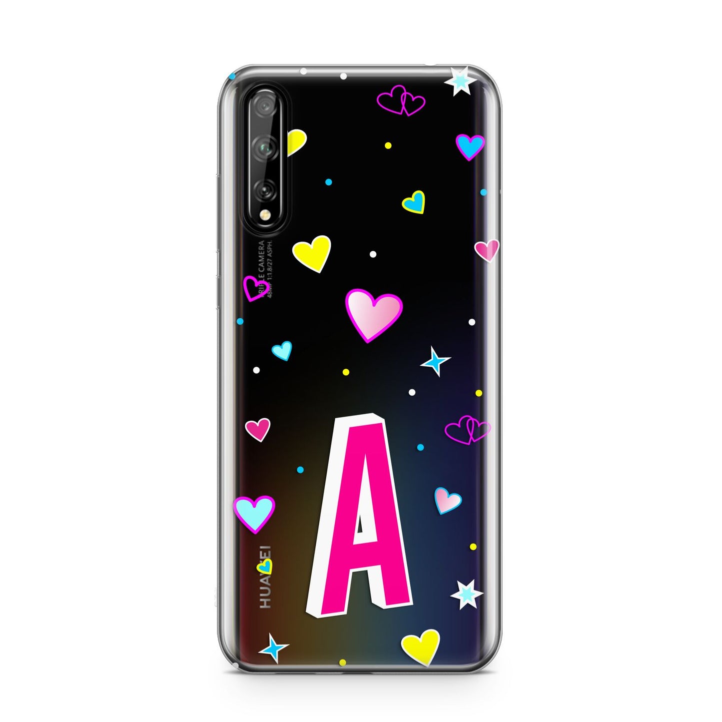 Personalised Heart Alphabet Clear Huawei Enjoy 10s Phone Case