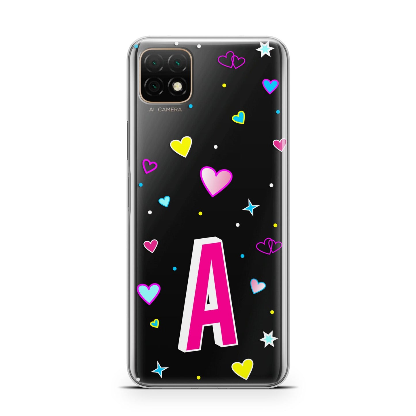 Personalised Heart Alphabet Clear Huawei Enjoy 20 Phone Case