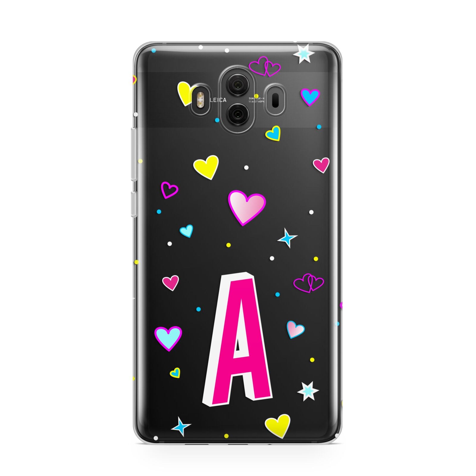 Personalised Heart Alphabet Clear Huawei Mate 10 Protective Phone Case