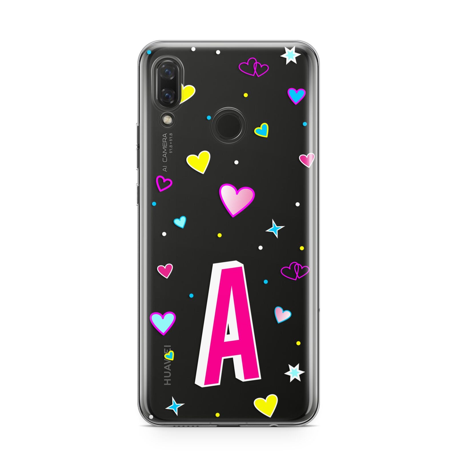 Personalised Heart Alphabet Clear Huawei Nova 3 Phone Case