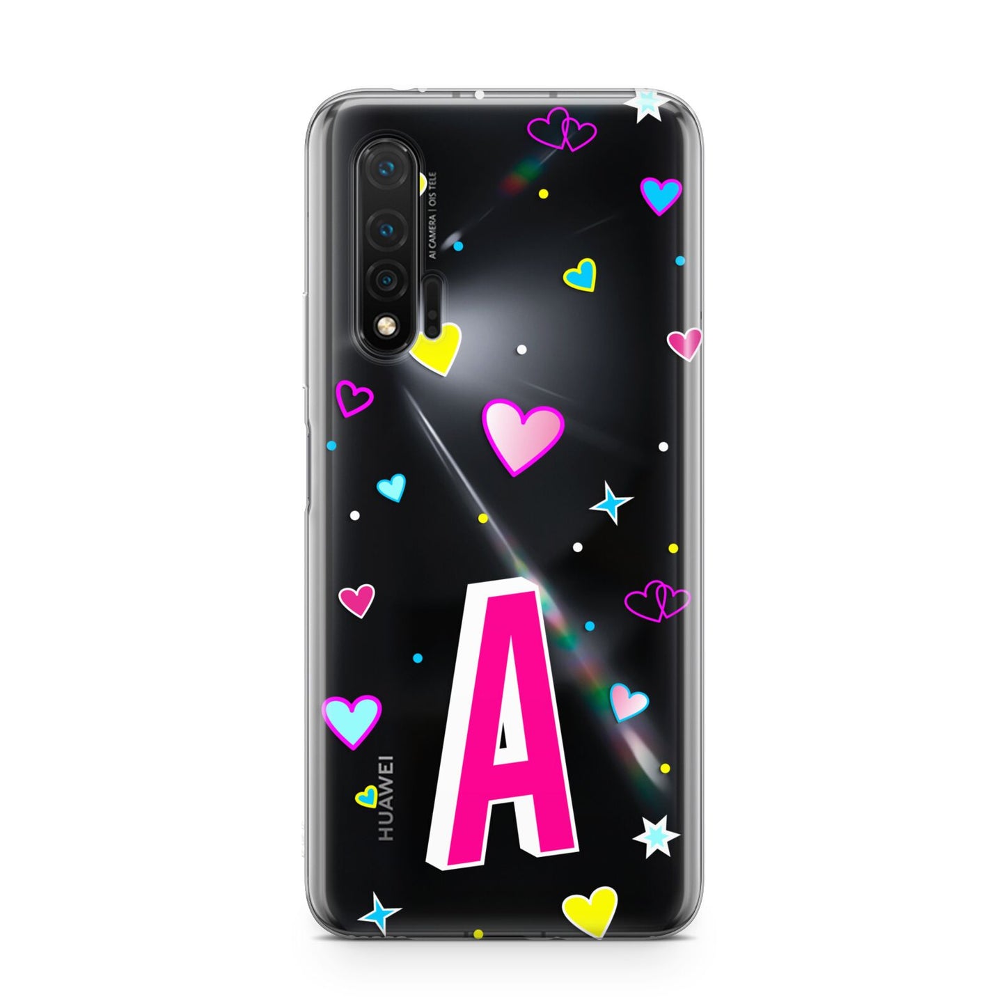 Personalised Heart Alphabet Clear Huawei Nova 6 Phone Case