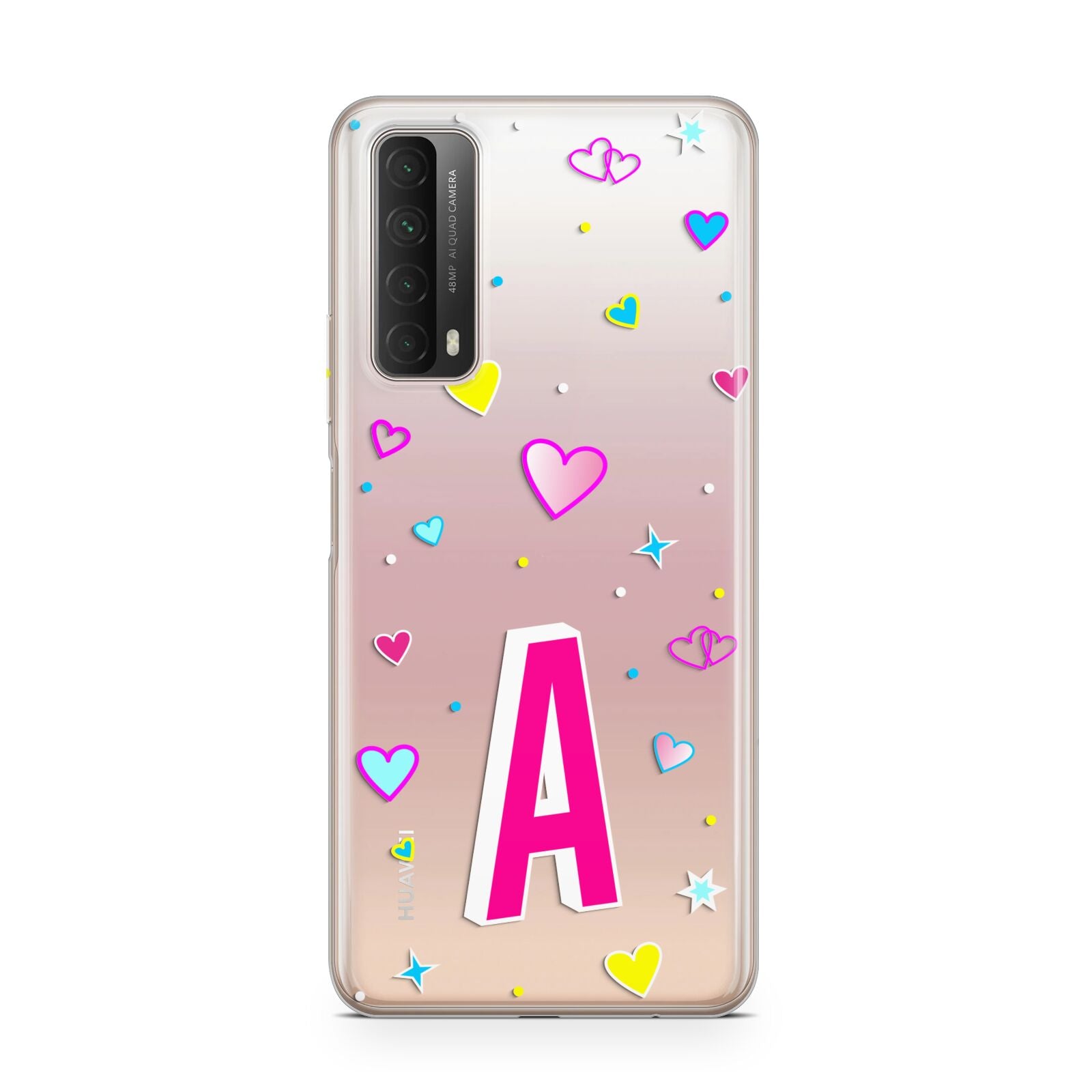 Personalised Heart Alphabet Clear Huawei P Smart 2021