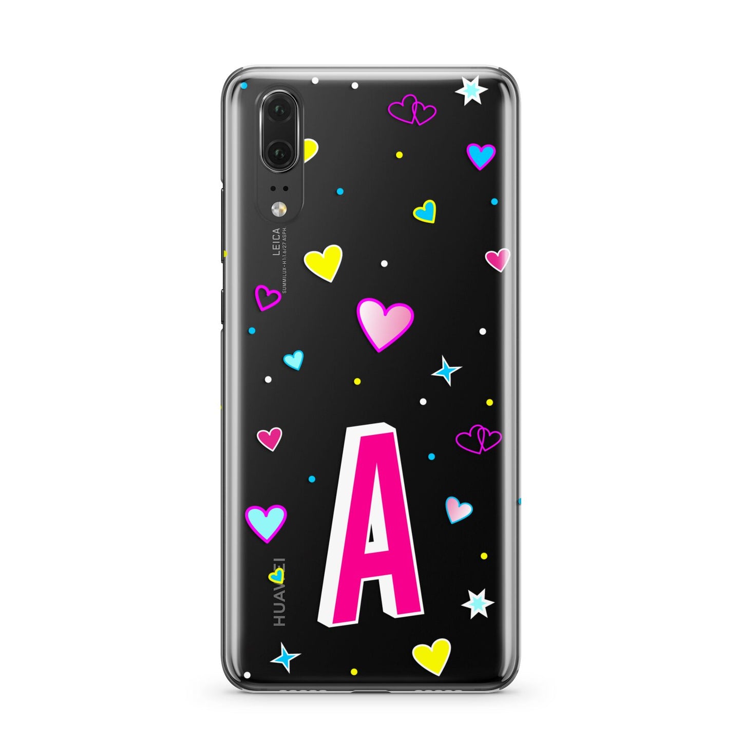 Personalised Heart Alphabet Clear Huawei P20 Phone Case