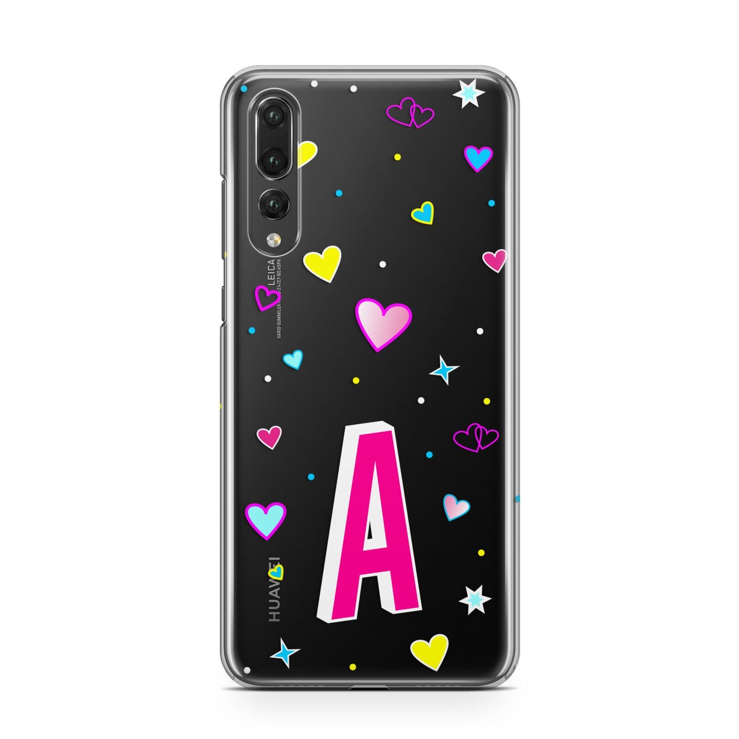 Personalised Heart Alphabet Clear Huawei P20 Pro Phone Case