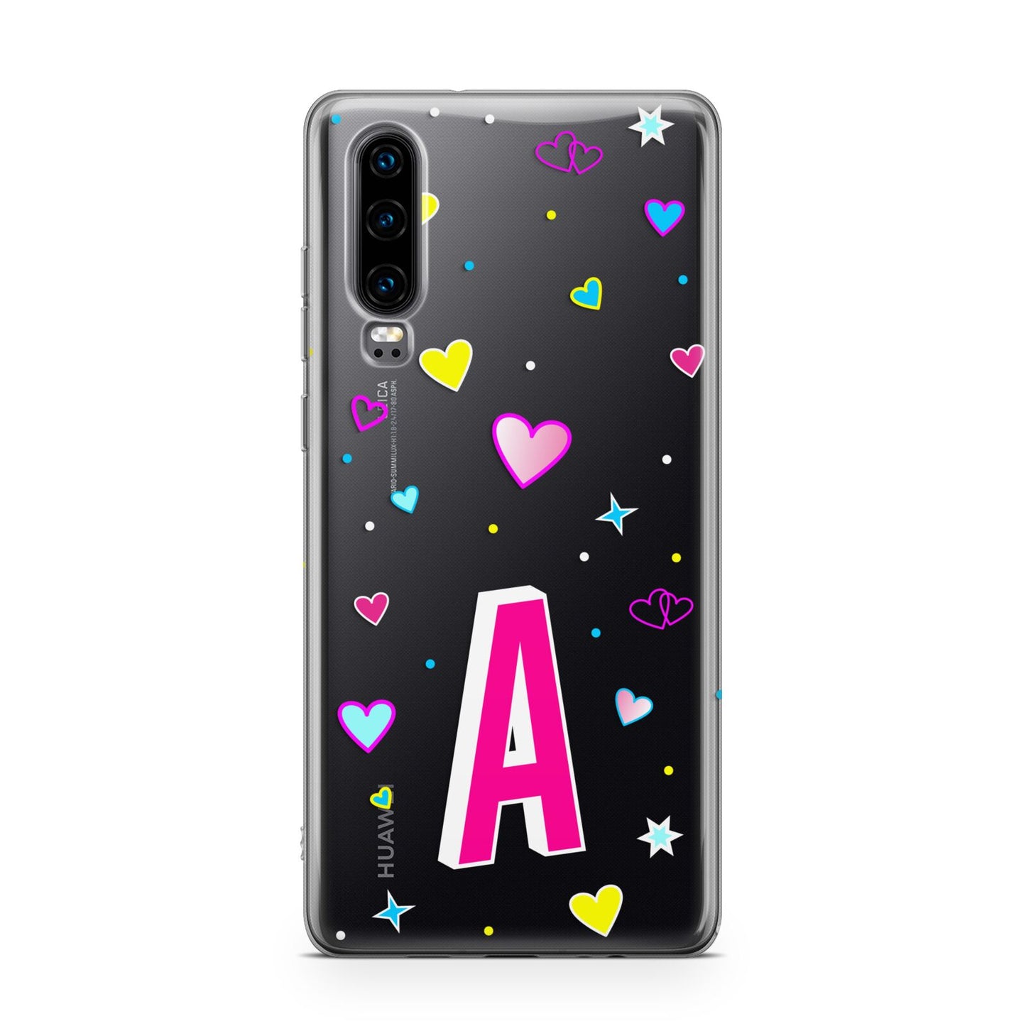 Personalised Heart Alphabet Clear Huawei P30 Phone Case