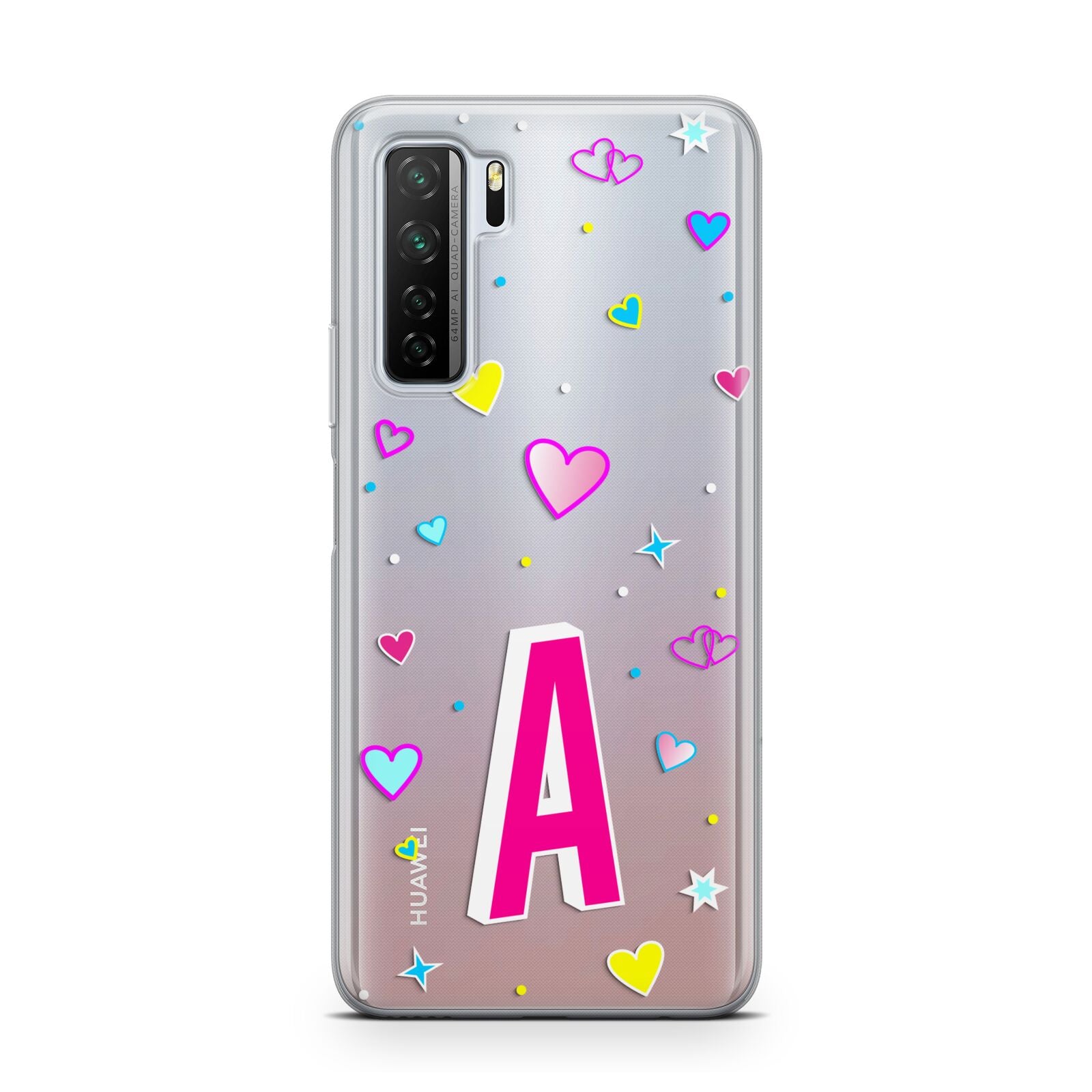 Personalised Heart Alphabet Clear Huawei P40 Lite 5G Phone Case