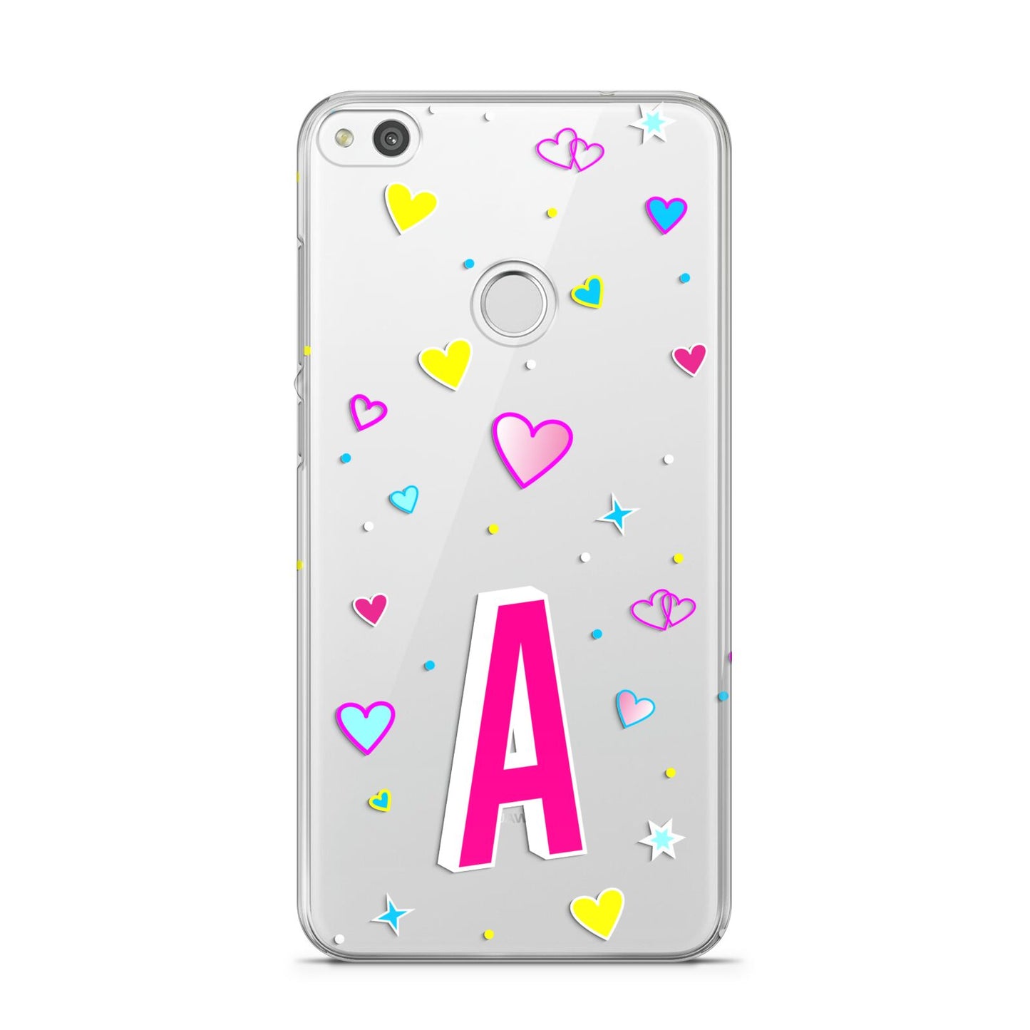 Personalised Heart Alphabet Clear Huawei P8 Lite Case