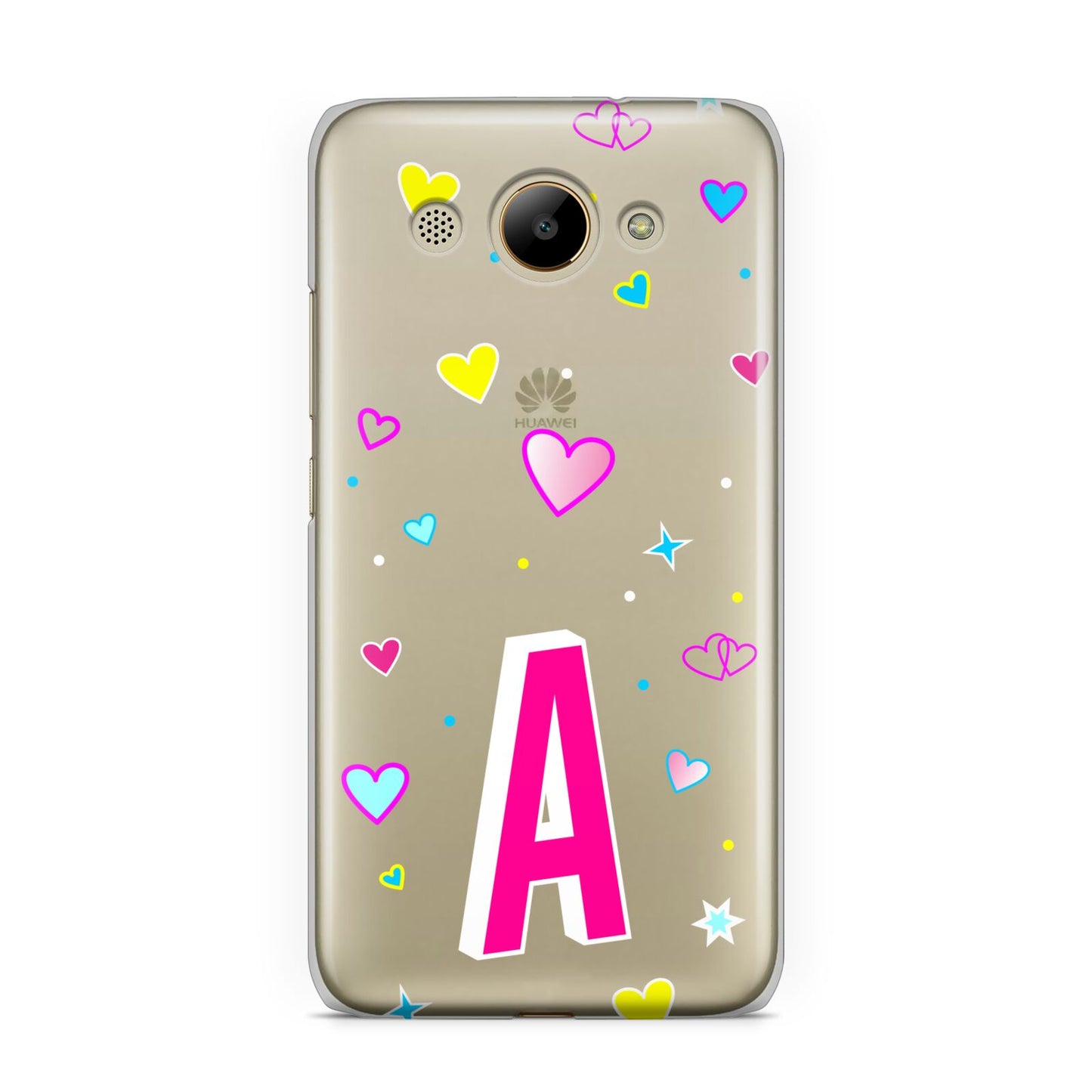 Personalised Heart Alphabet Clear Huawei Y3 2017