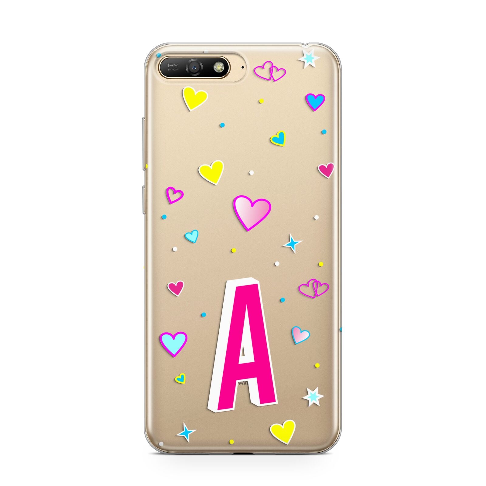 Personalised Heart Alphabet Clear Huawei Y6 2018