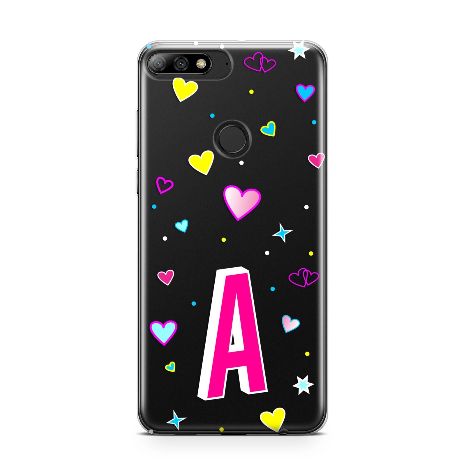 Personalised Heart Alphabet Clear Huawei Y7 2018