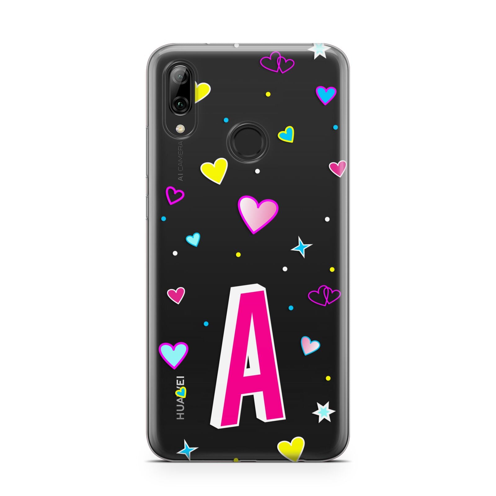 Personalised Heart Alphabet Clear Huawei Y7 2019