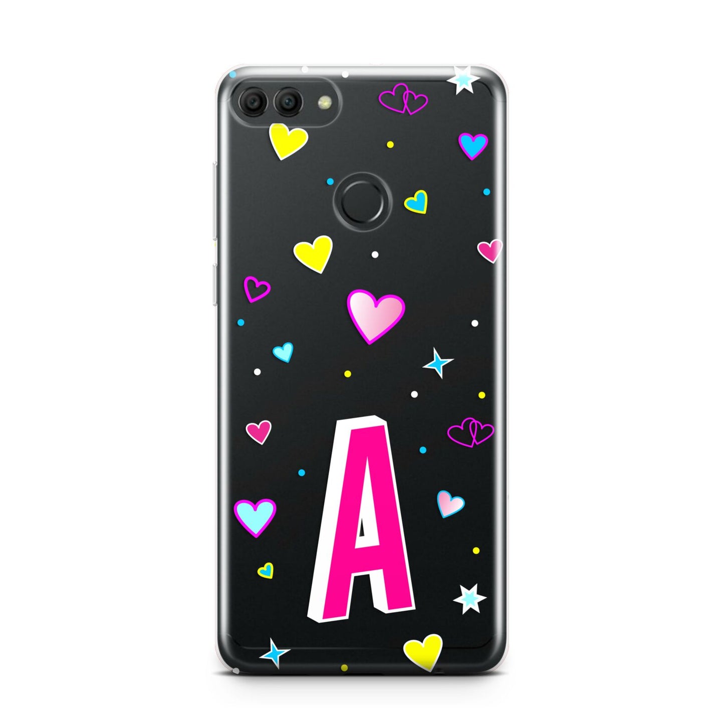 Personalised Heart Alphabet Clear Huawei Y9 2018