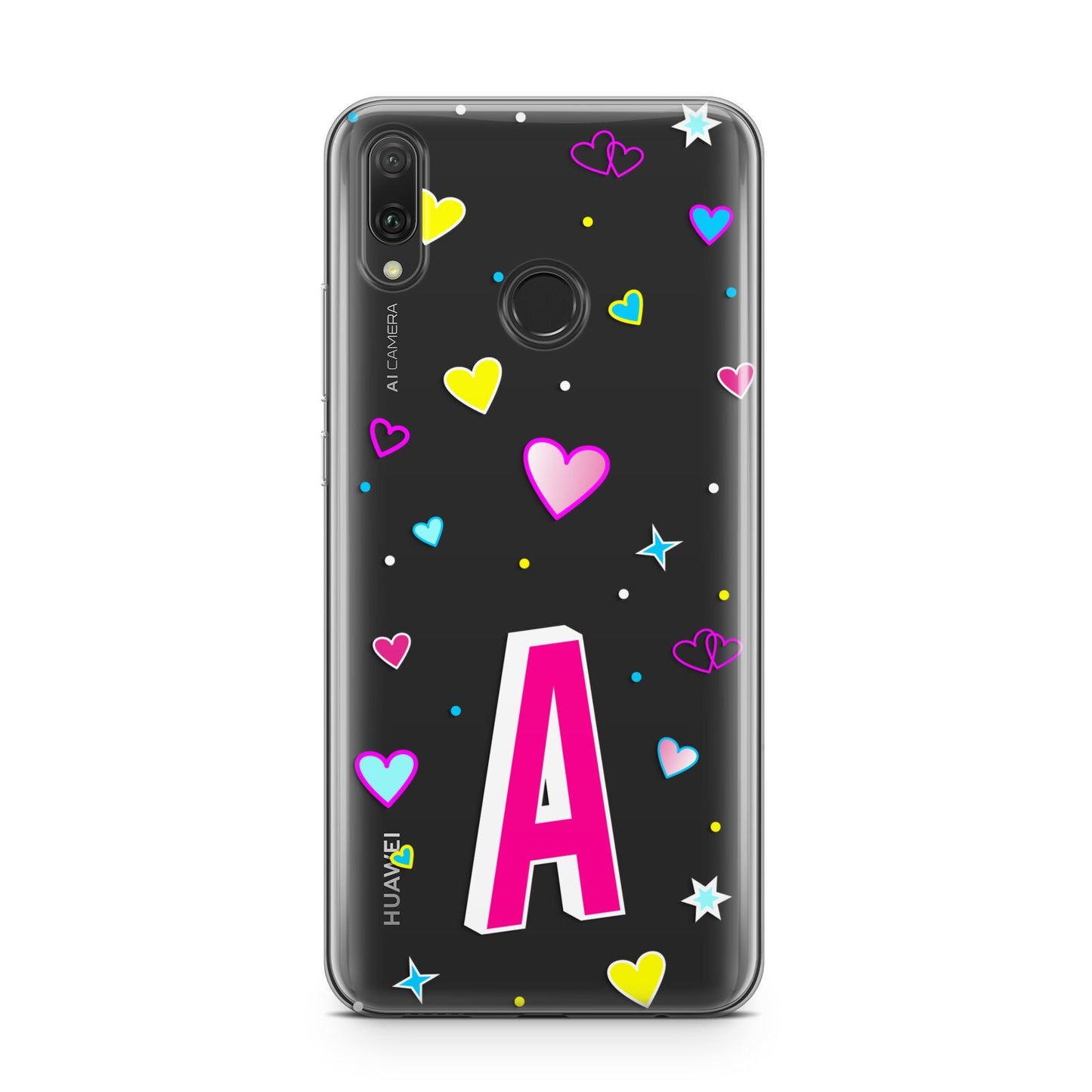 Personalised Heart Alphabet Clear Huawei Y9 2019