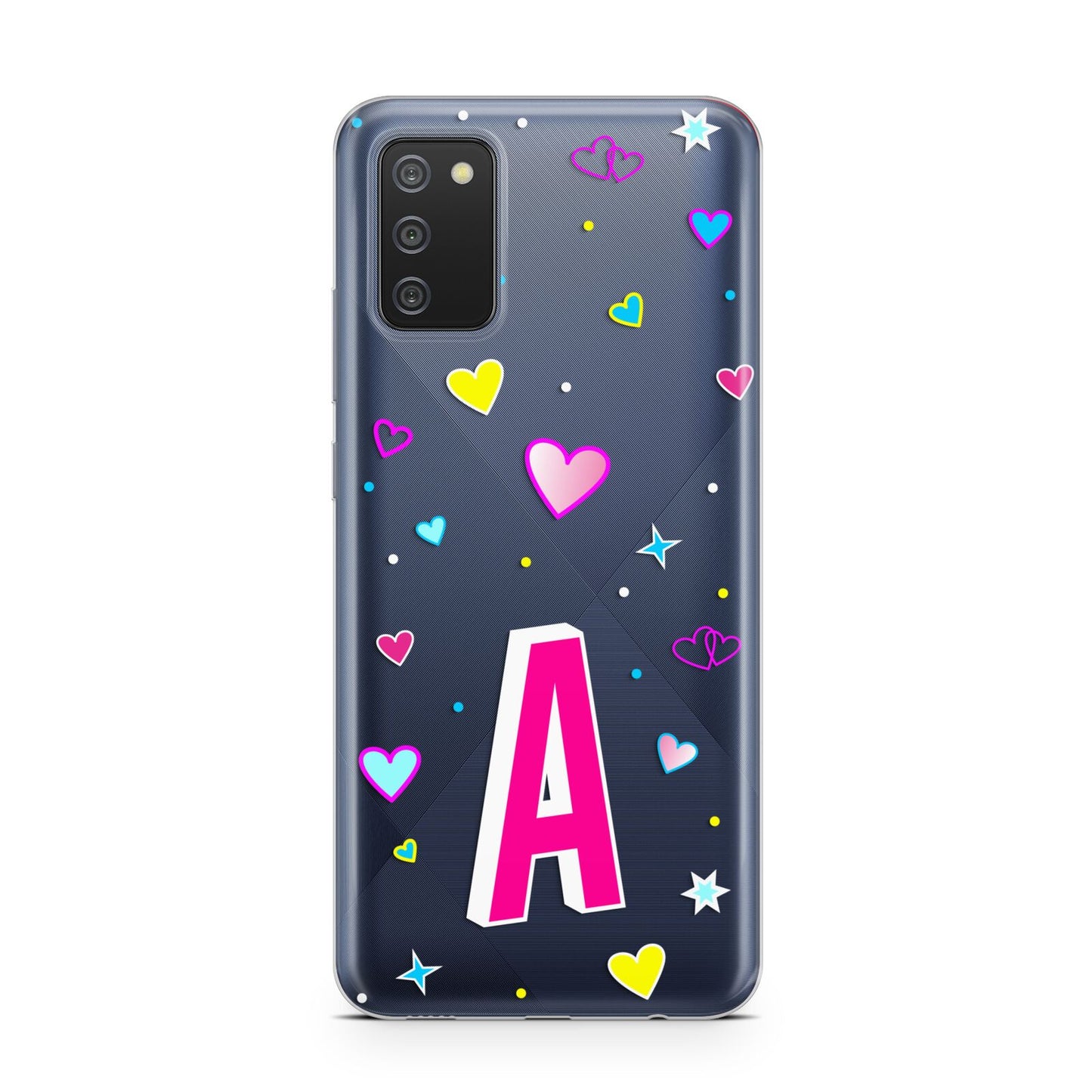 Personalised Heart Alphabet Clear Samsung A02s Case