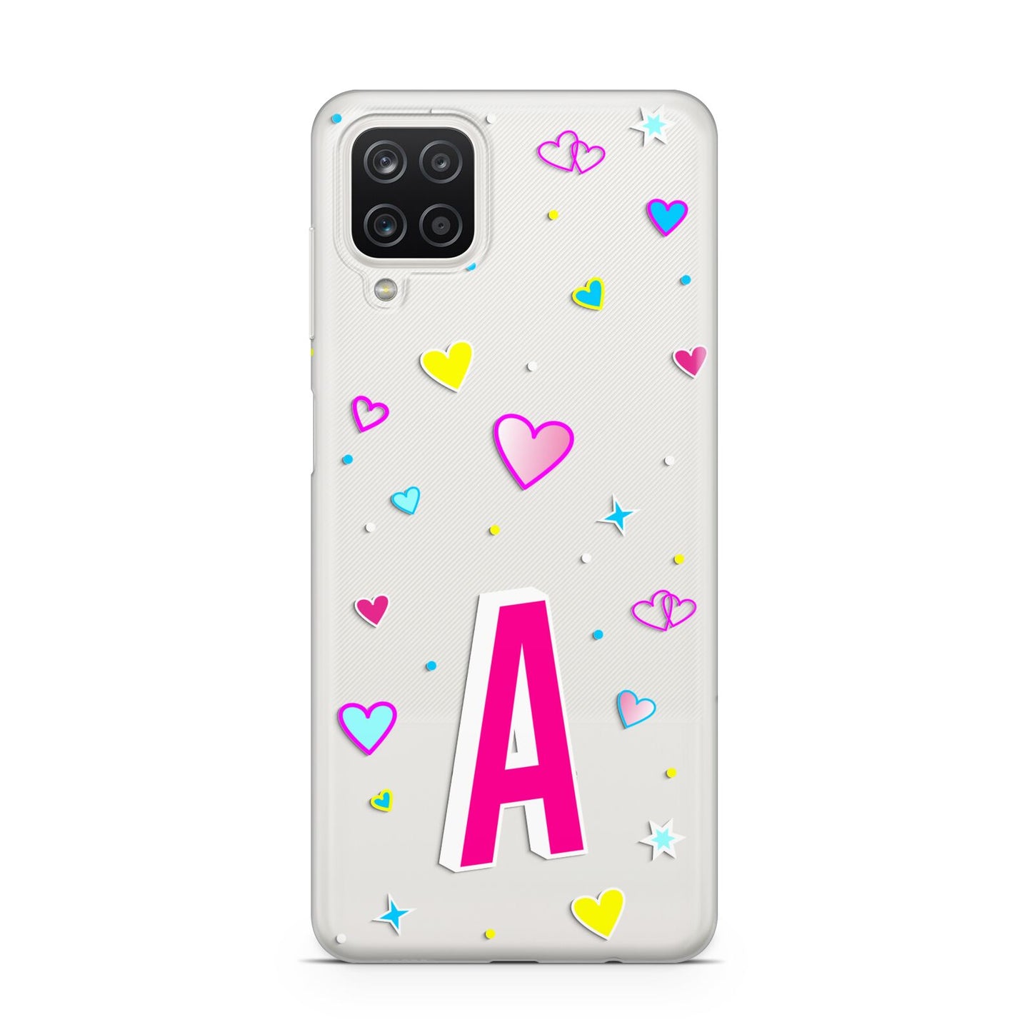 Personalised Heart Alphabet Clear Samsung A12 Case