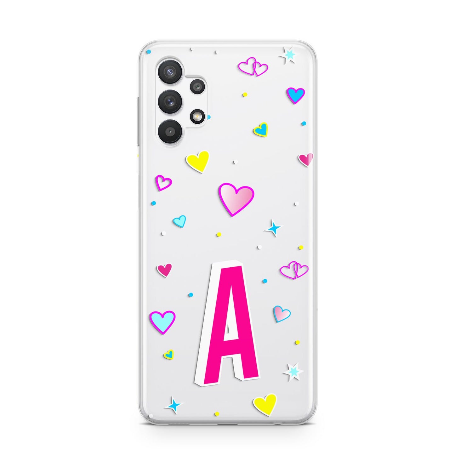 Personalised Heart Alphabet Clear Samsung A32 5G Case