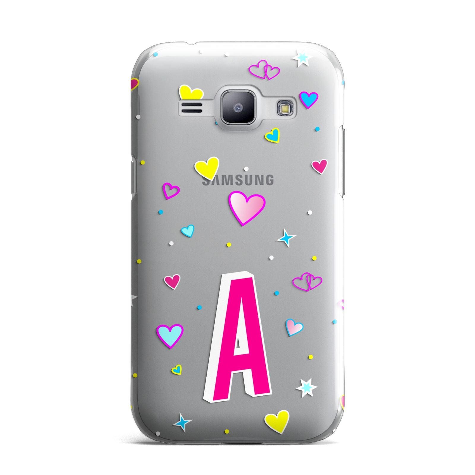 Personalised Heart Alphabet Clear Samsung Galaxy J1 2015 Case
