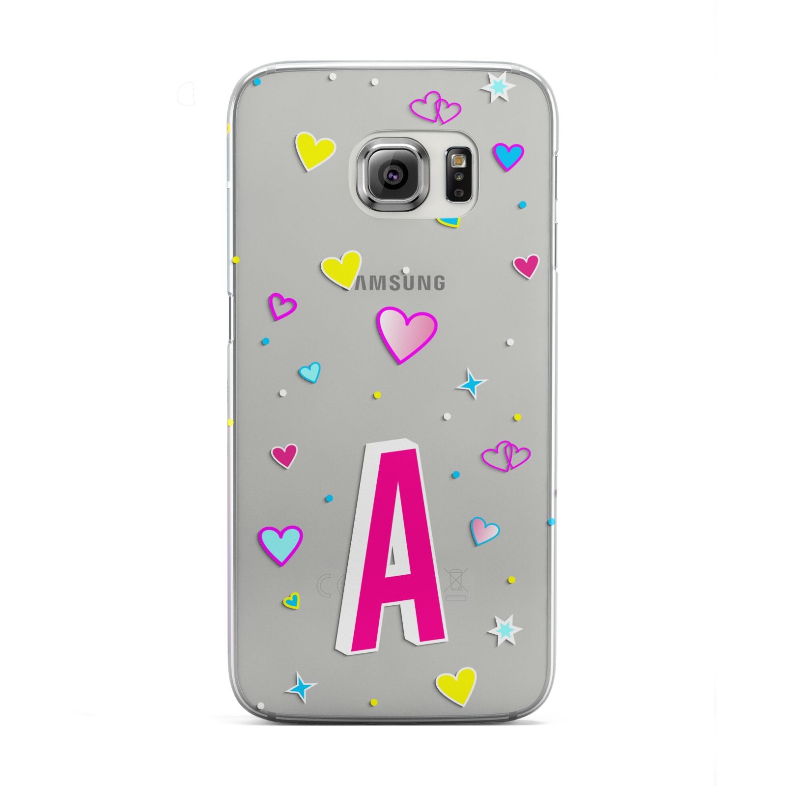 Personalised Heart Alphabet Clear Samsung Galaxy S6 Edge Case