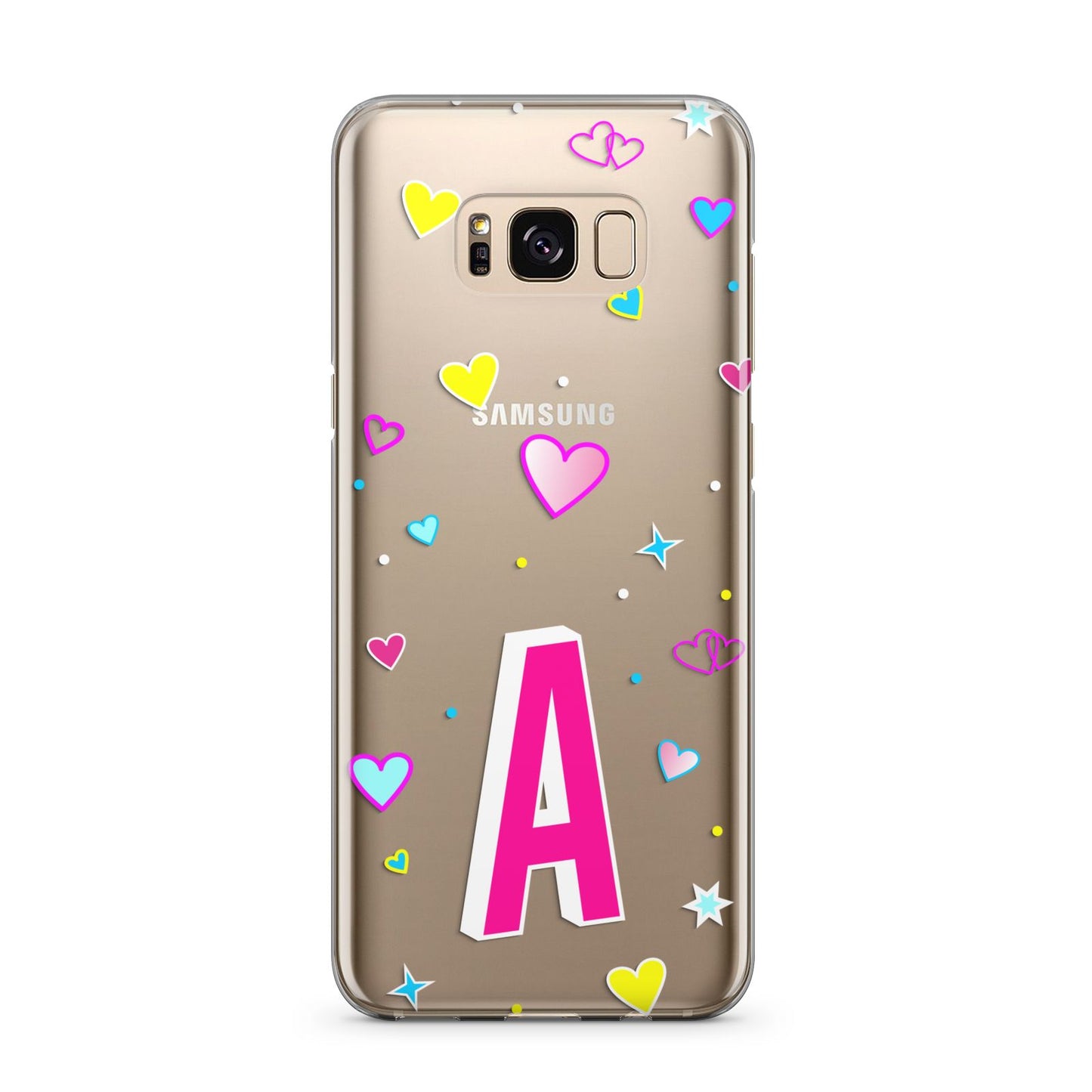 Personalised Heart Alphabet Clear Samsung Galaxy S8 Plus Case