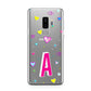 Personalised Heart Alphabet Clear Samsung Galaxy S9 Plus Case on Silver phone
