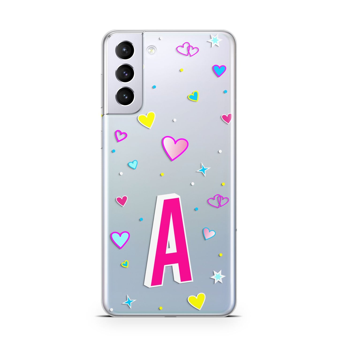 Personalised Heart Alphabet Clear Samsung S21 Plus Case